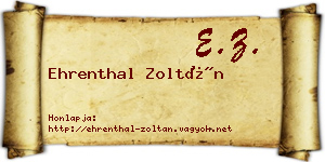Ehrenthal Zoltán névjegykártya